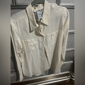 Anna And Frank Cream Button Down Shirt 100% silk